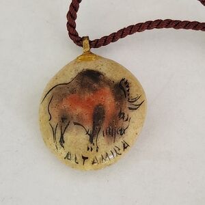 Buffalo Painted Stone Pendant Necklace